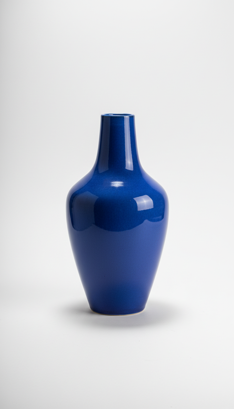 Blue Ceramic Vase With Matte Finish